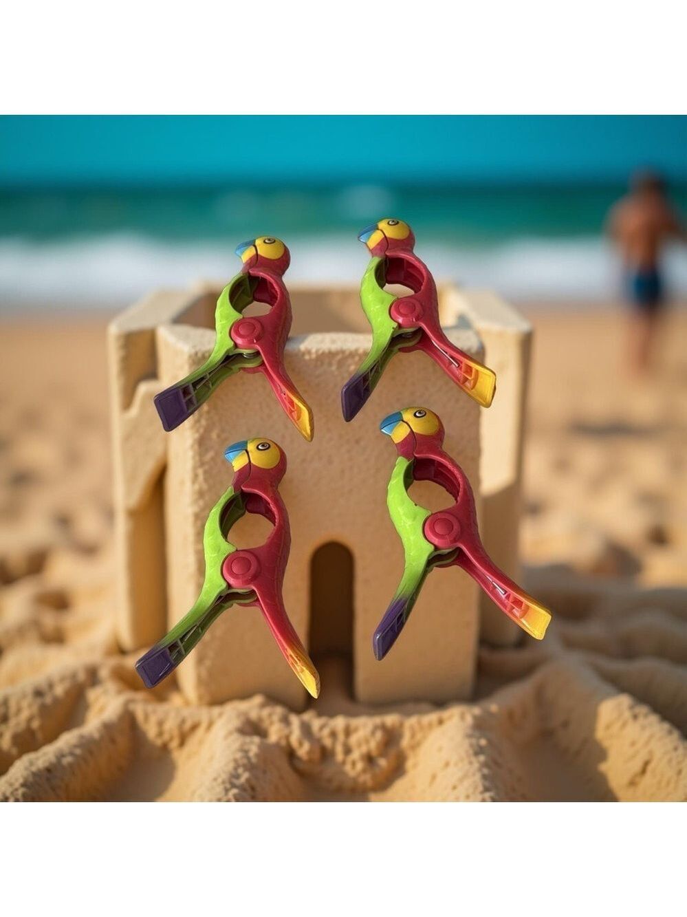 Colorful Parrot Beach Towel Clips